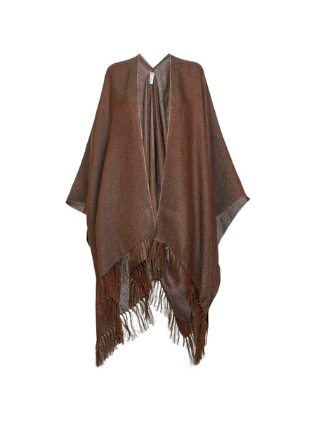  Brunello Cucinelli Fringed-hem Poncho - Brown 