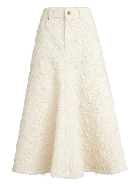  Brunello Cucinelli Fuzzy-texture Midi Skirt - Neutrals 