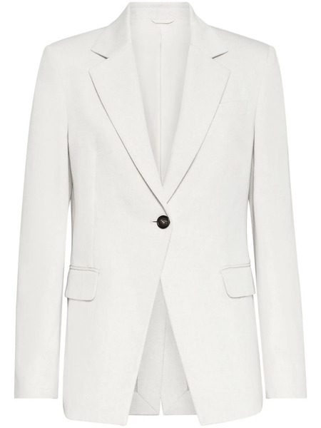  Brunello Cucinelli Gabardine-weave Single-breasted Blazer - White 