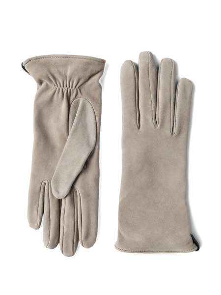  Brunello Cucinelli Gathered-detail Leather Gloves - Neutrals 