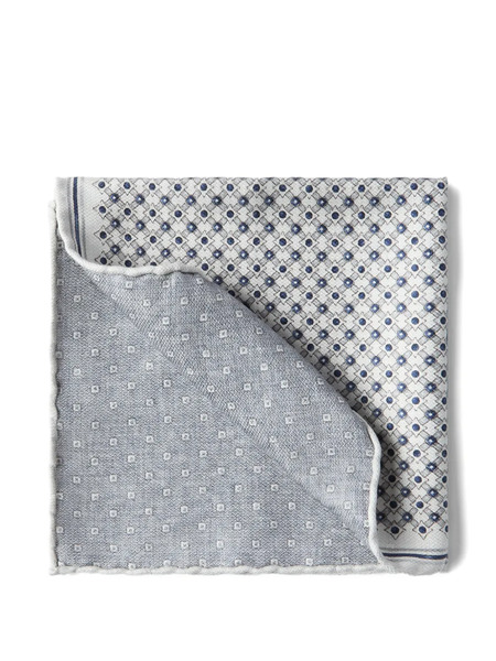  Brunello Cucinelli Geometric-pattern Silk Pocket Square - Grey 