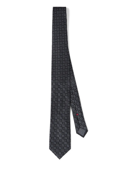  Brunello Cucinelli Geometric-patterned Silk Tie - Grey 