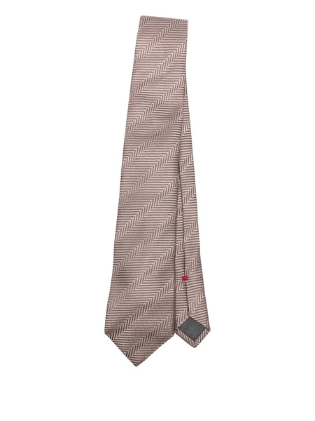  Brunello Cucinelli Herringbone Silk Tie - Brown 