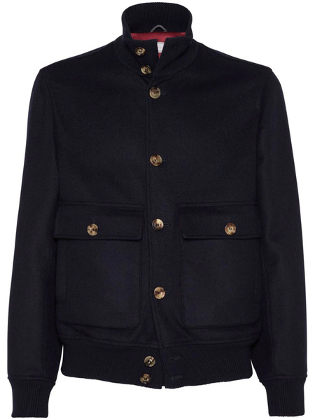  Brunello Cucinelli High-neck Wool Jacket - Blue 