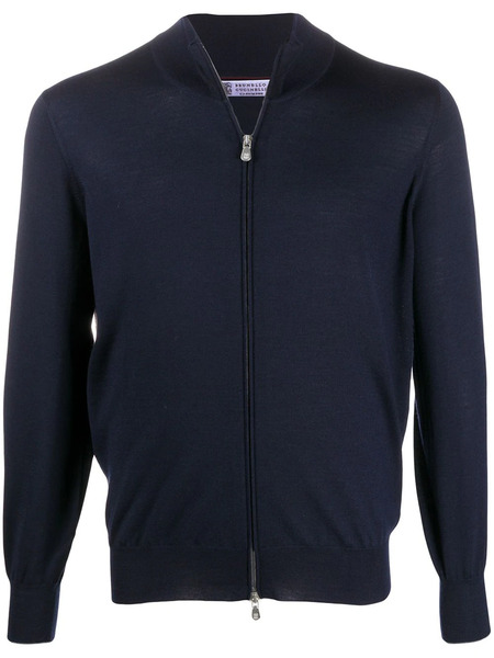  Brunello Cucinelli High-neck Zip-through Sweater - Blue 