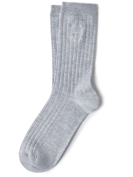 Brunello Cucinelli Intarsia-logo Knitted Socks - Grey 