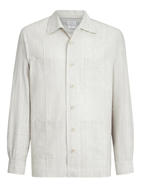  Brunello Cucinelli Jacquard Chest-pocket Shirt - Neutrals 