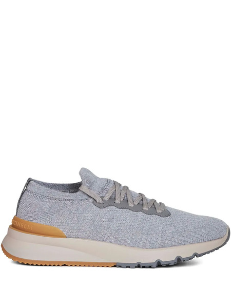  Brunello Cucinelli Jacquard Wool Knit Sneakers - Grey 