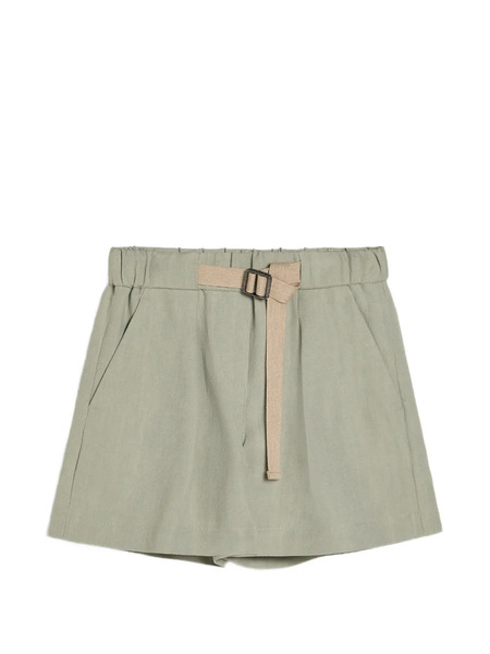  Brunello Cucinelli Kids Belted Twill Shorts - Green 