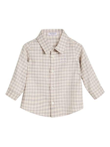  Brunello Cucinelli Kids Bernie Baby Gingham-check Shirt - Neutrals 