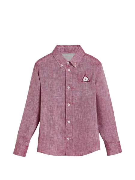  Brunello Cucinelli Kids Button-down Motif Linen Shirt - Red 