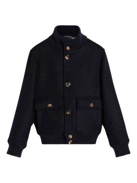  Brunello Cucinelli Kids Button-up Bomber Jacket - Blue 