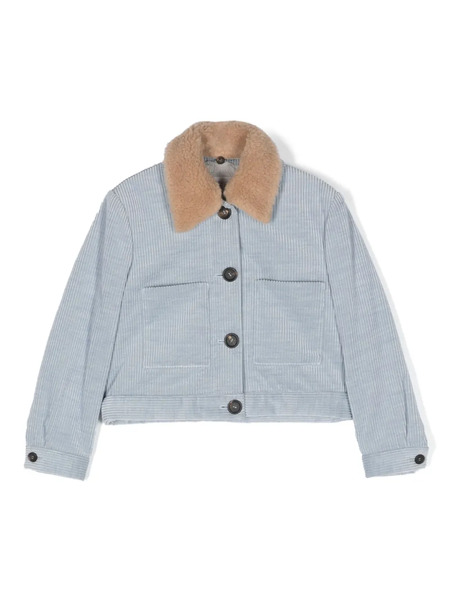  Brunello Cucinelli Kids Button-up Corduroy Shirt Jacket - Blue 