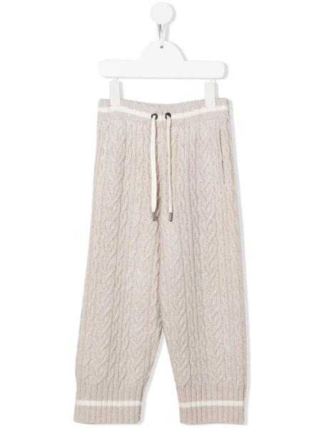  Brunello Cucinelli Kids Cable-knit Cashmere Trousers - Neutrals 