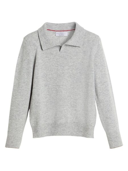  Brunello Cucinelli Kids Cashmere Polo Shirt - Grey 