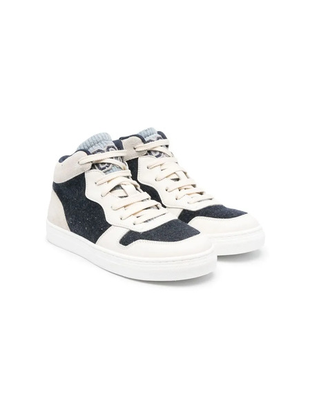  Brunello Cucinelli Kids Colour-block High-top Sneakers - Neutrals 