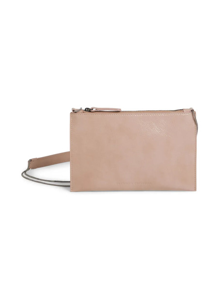  Brunello Cucinelli Kids Debossed-logo Leather Shoulder Bag - Pink 