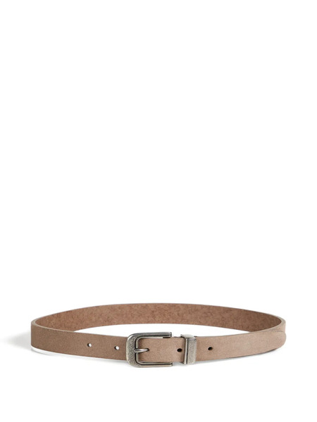  Brunello Cucinelli Kids Detailed Buckle Suede Belt - Neutrals 