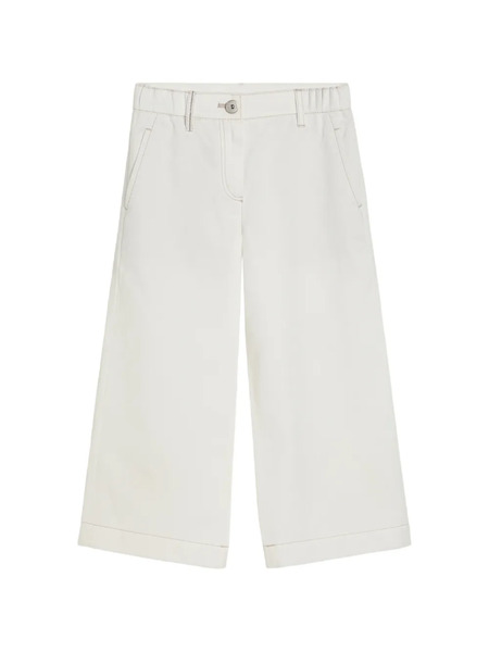  Brunello Cucinelli Kids Diagonal Square Trousers - White 