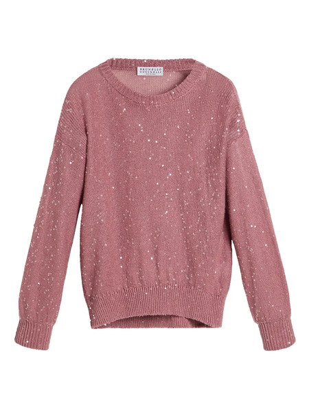  Brunello Cucinelli Kids Diamond-yarn Sweater - Pink 