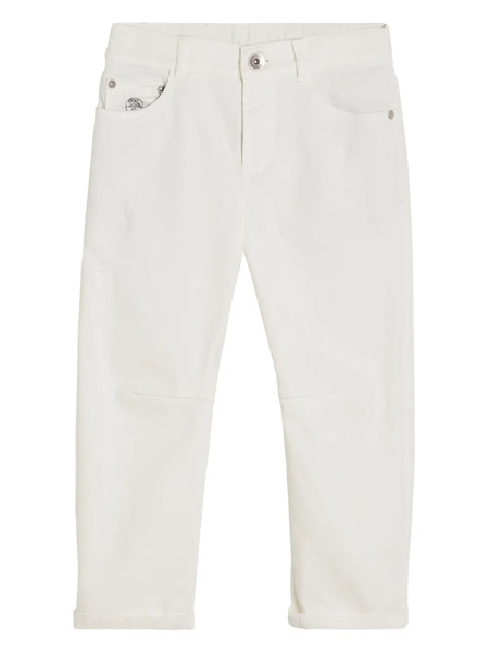  Brunello Cucinelli Kids Dyed Denim Trousers - White 