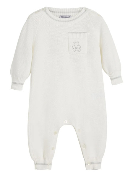  Brunello Cucinelli Kids Embroidered-logo Romper - White 