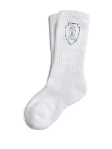  Brunello Cucinelli Kids Embroidered Socks - White 
