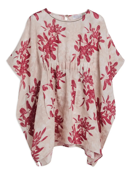  Brunello Cucinelli Kids Floral Pattern Poncho - Pink 