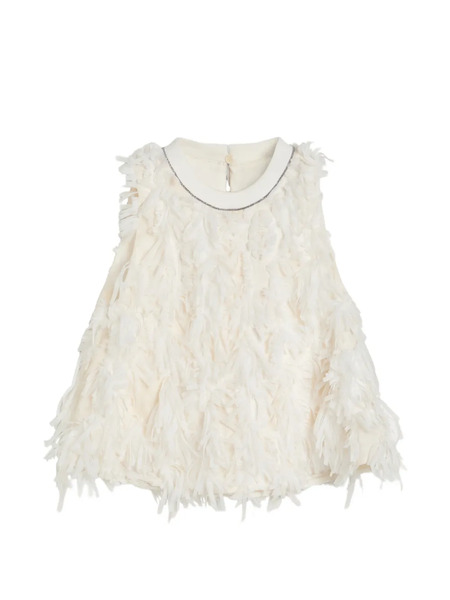  Brunello Cucinelli Kids Fuzzy Top - Neutrals 