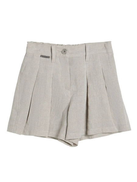  Brunello Cucinelli Kids Glitter-detail Canvas Shorts - Neutrals 