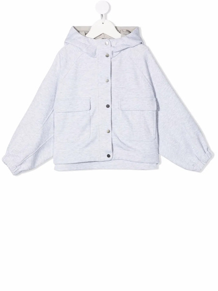  Brunello Cucinelli Kids Hooded Button-down Jacket - Grey 