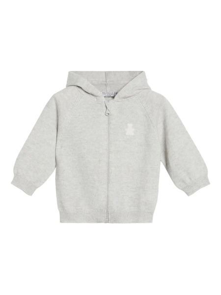  Brunello Cucinelli Kids Hooded Zip-up Sweatshirt - Grey 
