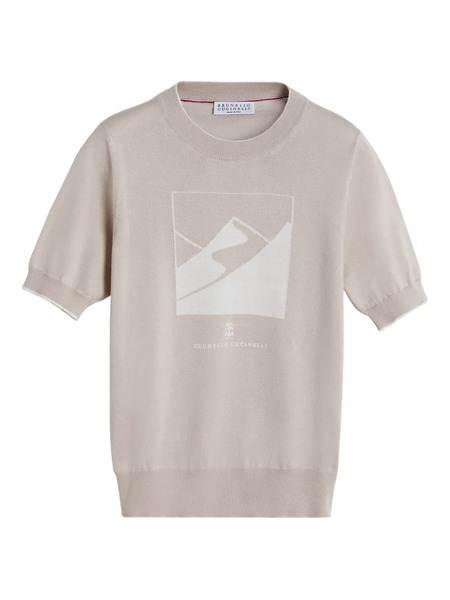  Brunello Cucinelli Kids Knit-texture T-shirt - Brown 