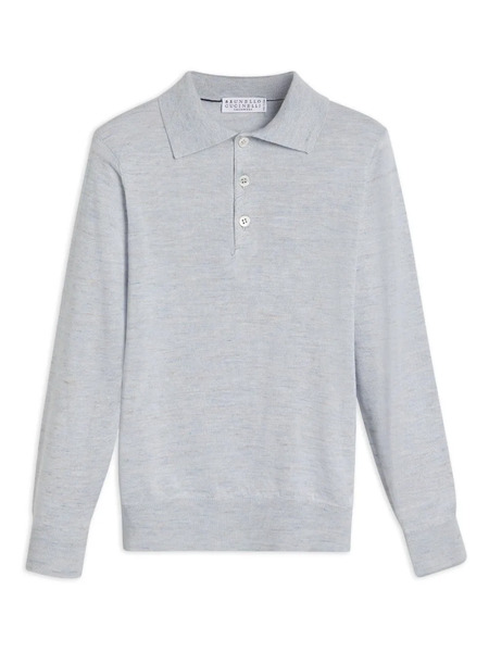  Brunello Cucinelli Kids Knitted Polo Shirt - Grey 