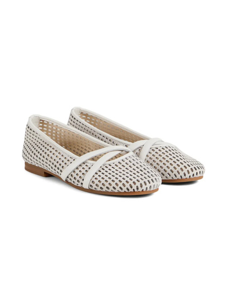 Brunello Cucinelli Kids Leather Ballerinas - White 