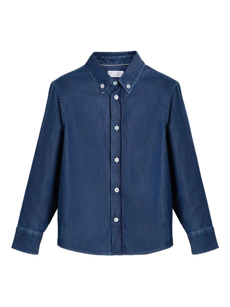  Brunello Cucinelli Kids Lightweight Denim Shirt - Blue 