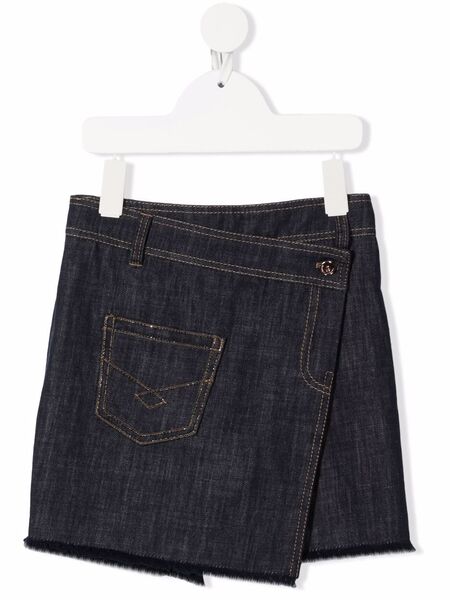  Brunello Cucinelli Kids Linen Denim-style Skort - Blue 
