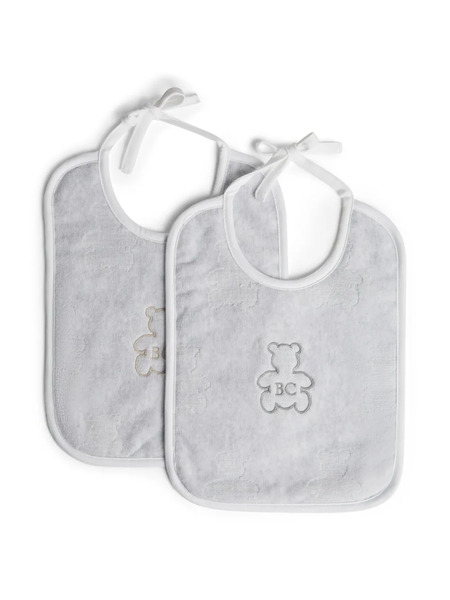  Brunello Cucinelli Kids Logo-embroidered Cotton Bib (pack Of Two) - Grey 