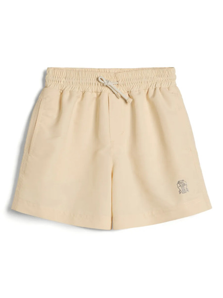  Brunello Cucinelli Kids Logo-embroidered Swim Shorts - Neutrals 