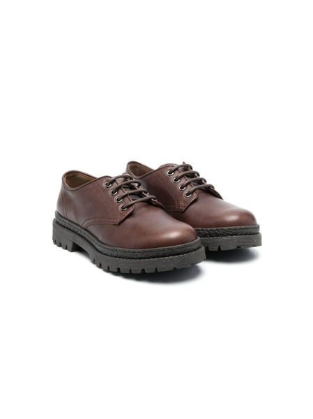  Brunello Cucinelli Kids Logo-patch Leather Loafers - Brown 