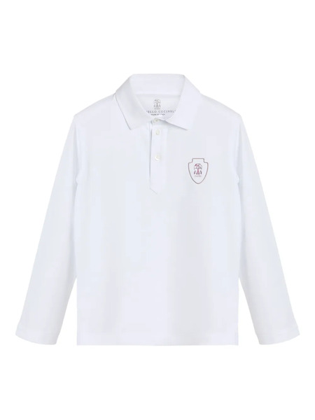  Brunello Cucinelli Kids Logo-patch Polo Shirt - White 
