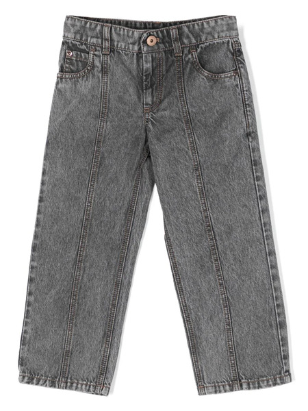  Brunello Cucinelli Kids Logo-patch Straight-leg Jeans - Grey 