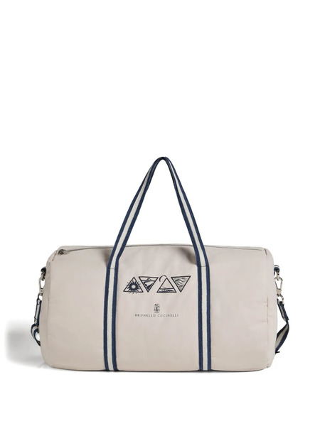  Brunello Cucinelli Kids Logo Printed Luggage Bag - Neutrals 