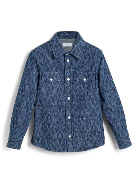  Brunello Cucinelli Kids Long Sleeve Shirt - Blue 