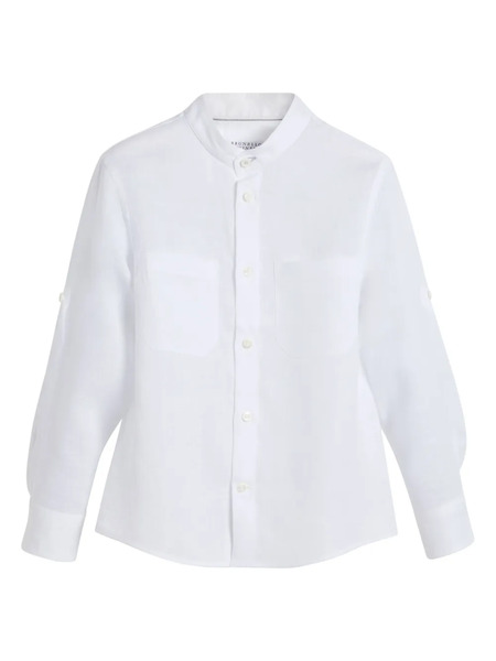  Brunello Cucinelli Kids Mandarin-collar Shirt - White 