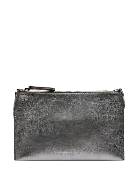  Brunello Cucinelli Kids Metallic Zip-fastening Shoulder Bag - Grey 