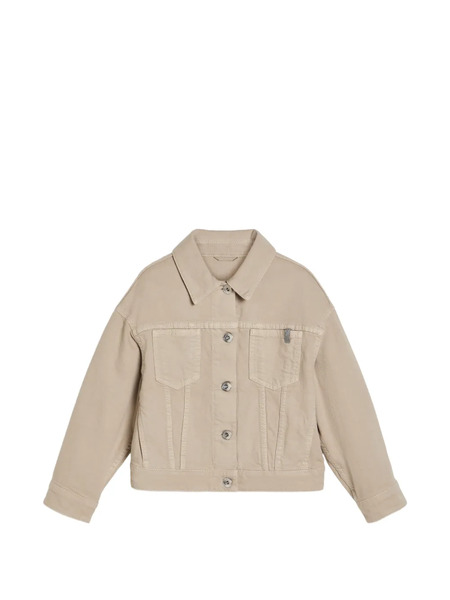  Brunello Cucinelli Kids Monili-detailed Denim Jacket - Neutrals 