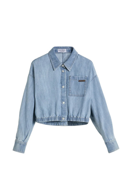  Brunello Cucinelli Kids Monili-detailed Denim Shirt - Blue 