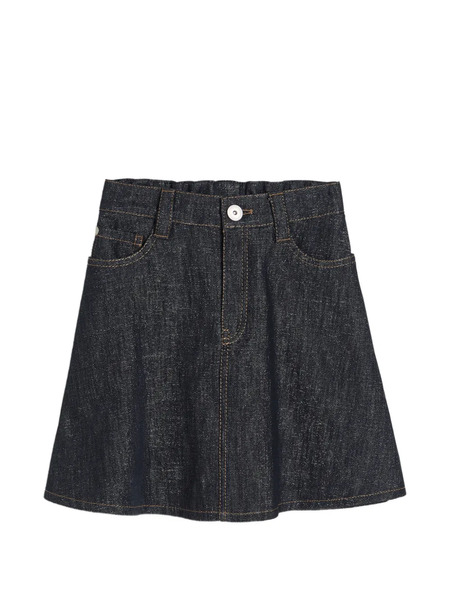  Brunello Cucinelli Kids Monili-detailed Flared Denim Skirt - Blue 