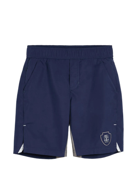  Brunello Cucinelli Kids Nylon Bermuda Shorts With Logo - Blue 